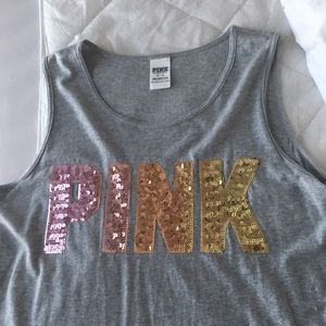 PINK brand pink to gold ombré gray tank